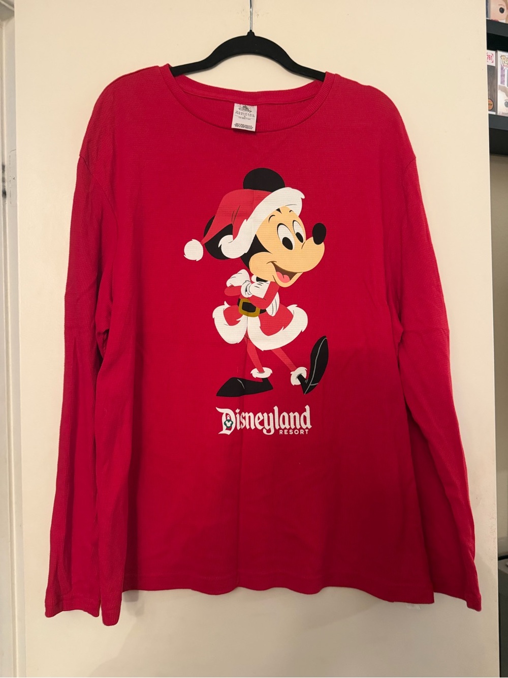 Disneyland Red Mickey Mouse Holiday Long Sleeve Top